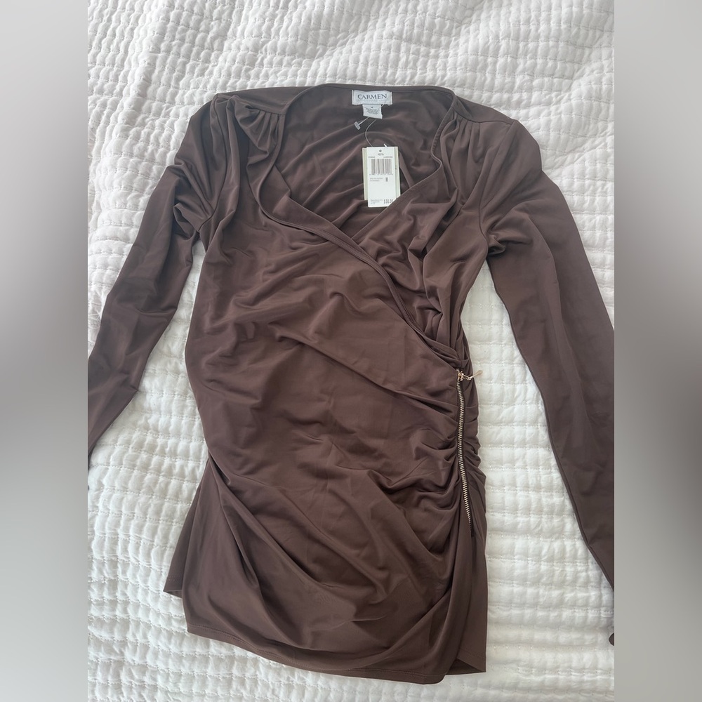 NWT Brown Carmen Vesta Long Sleeve